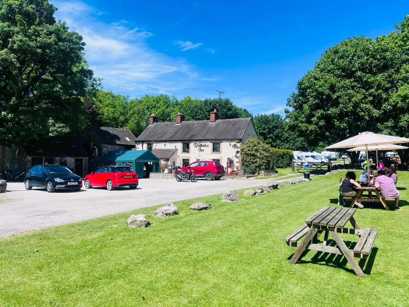 The Waterloo Inn beer garden and pub exterior on a sunny day